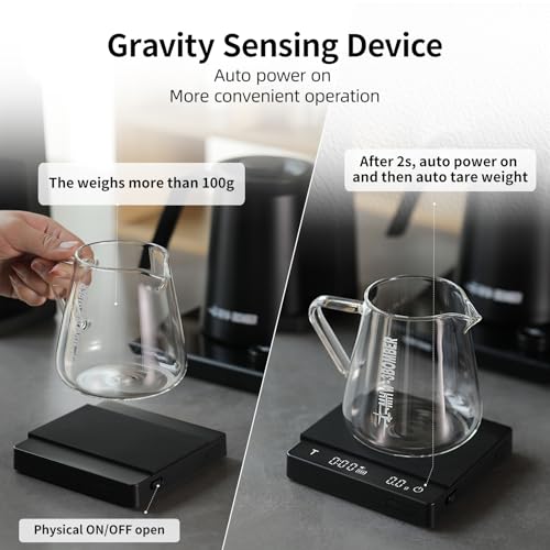 MHW-3BOMBER Mini Coffee Scale with Timer, 0.1g Precision Digital Espresso Scale, Rechargeable USB-C Coffee Scales for Pour Over & Espresso Brewing, Gravity Sensing, Black:ES6029B-OS 2.0 Mini