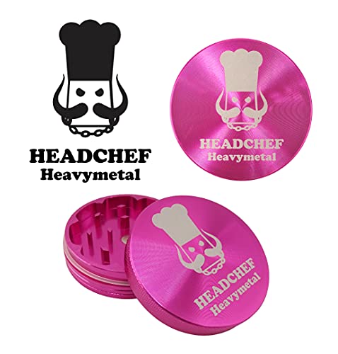 Headchef Heavymetal 55mm, 2 Piece Grinder, Metal Herb Grinder with Magnetic Lid (Pink)
