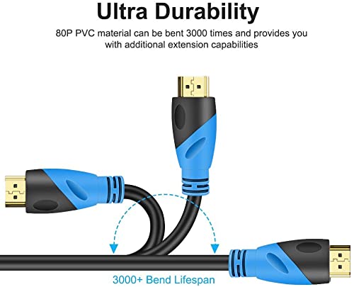 Rommisie 4K HDMI cable 2m (HDMI 2.0.18Gbps) Ultra High Speed gold-plated connectors, Ethernet Audio Return Video 4K, Full HD1080p, 3D compatible Xbox Laptop PS3 PS4 PS9 PC HDTV