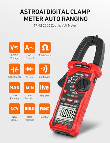 AstroAI TRMS 6000 Counts Multimeter with Large Backlit Display + 2000 Counts Auto-ranging Digital Clamp Meter