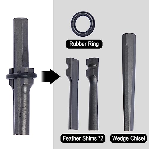 10 Sets Rock Splitter, 3/4 inch Diameter with 2 inch Depth Drill Hole Fitted Stone Splitting Tools, Spring Steel Wedge and Feather Shims Hand Tools for Masonry, Concrete Marble Granite Cutting