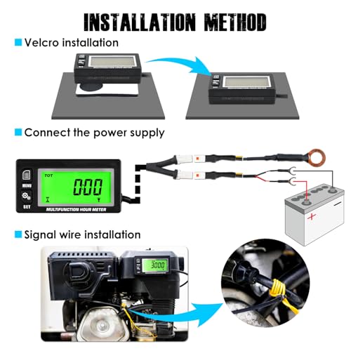 Multifunction Hour Meter, Record Total Hours & IP65 Waterproof Design for Lawn Mower Tractor Generator Compressor