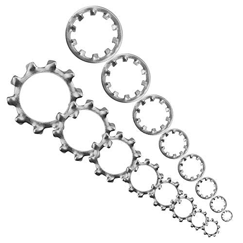 400Pcs 8 Size 304 Stainless Steel External Internal Tooth Star Lock Washer Circlip Snap Spring Ring Assortment Kit M2 M3 M4 M5 M6 M8 M10 M12