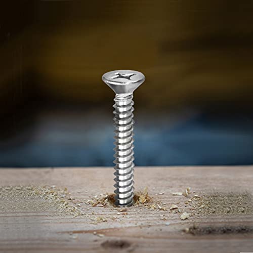 #14 x 4 Wood Screw 100Pcs 18-8 (304) Stainless Steel Screws Flat Head Phillips Fast Self Tapping Drywall Screws by SG TZH #14 x 4"