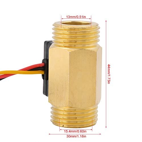 1Pc Turbine Water Flow Meter Flow Sensor G1/2'' Electric Magnetic Brass Inline Hall Switch Male Thread 1-25L/min