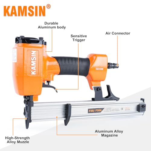 Combination of KAMSIN F30A 18 Gauge Pneumatic Brad Nailer Kit and 1/2"(12mm) 5000pcs Galvanized Brad Nails