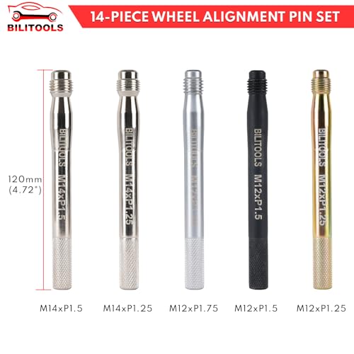 BILITOOLS 5 Piece 1/2 inch Drive Impact Lug Nut Socket Set and 14 Piece Master Wheel Hanger Alignment Pin Set