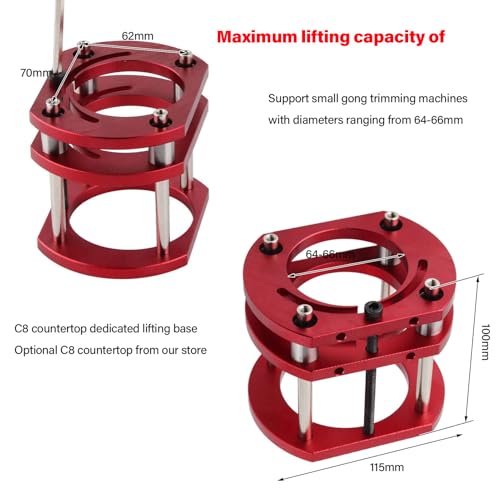 Milling Table for Routers, 4-Jaw Clamp Router Lift Router, Milling Lift Router Lift, Router Table Router Lifting Base for 64-66 mm Diameter Small Trimming Machines, Lifting Height up to 51 mm