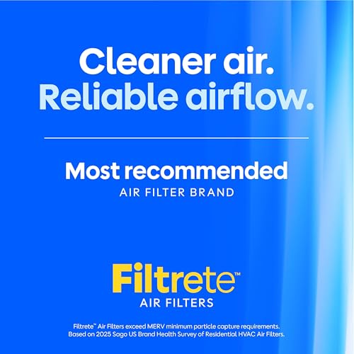 Filtrete 16x20x1 Air Filter, MERV 12, MPR 1500, Allergens, Bacteria & Viruses, 3-Month AC and Furnace Filters, Cleaner Air, Reliable Airflow, 4 HVAC Filters (Actual Size 15.62 x 19.62 x 0.78 in)