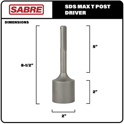 SDS Max Shank T Post Driver Attachment – Made for Driving T Posts with Rotary Hamer Drill, 2 Inch Diameter Head, SDS Max Post Driver, Fence Post Pounder and Metal Fence Post Driver