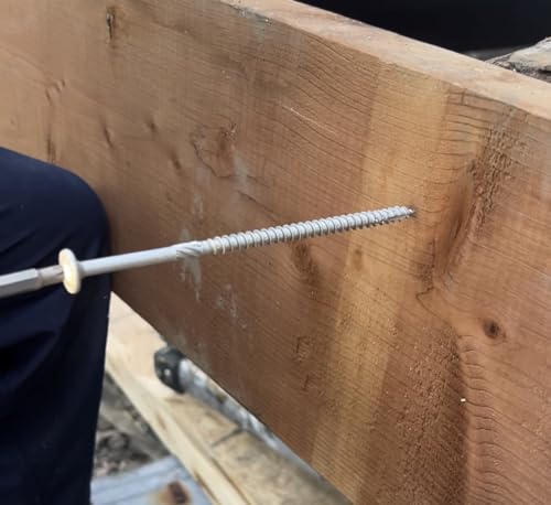 50 pc #5/16 inch by 6 inch Silver Structural Wood Screws, Heavy Duty Construction Screws, Alternative to lag Screws, Exterior Grade, 2" T30 bits Included, #5/16" x 6" #5/16 x 6" 50