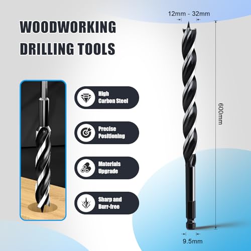 1" x 24" Auger Drill Bit for Soft and Hard Wood,Hex Shank 1 in 24"