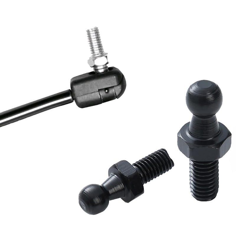 10mm Ball Studs, M8 Ball Screws 8MM Female Thread x 1/2" Long Shank for Gas Struts Lift Support Strut Fitting with Hardware, Pack of 4 (Black) M8 Ball Stud Black