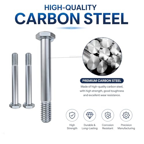 100-Pack Wheelbarrow Carriage Bolts Kit, 5/16"-18 x 2.32 Caster Wheel Axle Bolts with 1/2" Lock Keyway, Caster Hardware for 3/4/5 Inch Shopping Cart Wheels Trolleys and Flatbed Carts 100