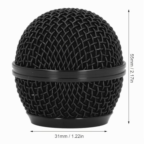 Mesh Grille for SM58 Microphones, Stainless Steel Microphone Head Replacement, Microphone Grille Replacement for SM58S SM58LC BETA58 BETA58A SA M30 SV100 UT2 PGX24 SLX4 (Black) Black