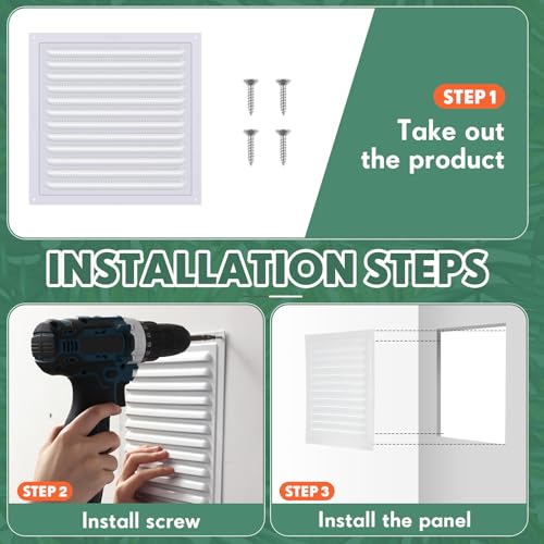 8 Pcs 10 x 10 Inch Aluminum Attic Vents Metal Gable Shed Vent with Screen
