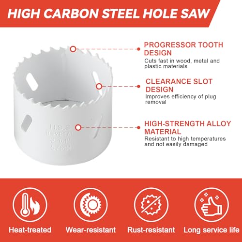 17PCS Bi-Metal Hole Saw Kit, for Cutting Metal, PVC, Plastic, and Drywall White 17Pcs