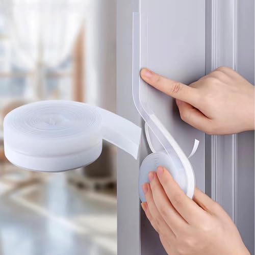1PC 10.5FT Caulk Tape and 1PC 32.8FT Silicone Weather Stripping Door Seal Strip