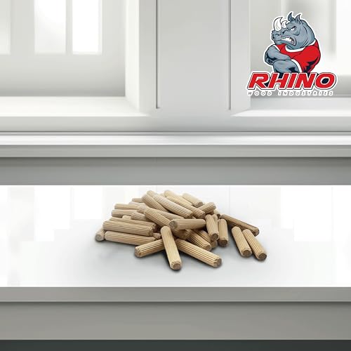 3/8" x 2" Wooden Dowel Pins, 500-Pack – Birch Hardwood, Kiln-Dried, Fluted & Beveled (3/8" x 2", 500pk) 3/8" x 2"