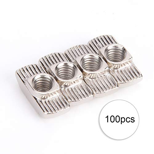 T Slot Nut M6 100Pcs Plating Carbon Steel Sliding Fasteners for Aluminium Profiles T Slot Aluminum Profiles Accessories