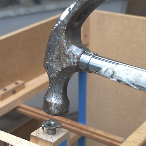 HOZEON 300 PCS 1/4 Inch -20 T-Nuts, 4-Pronged Tee Nut, Zinc-Plated Steel T Blind Nuts for Rock Climbing Holds、 Wood Working