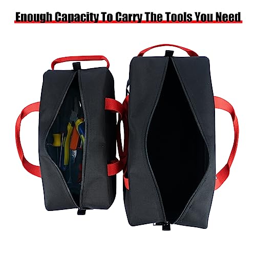 MELOTOUGH Utility Tool Tote Bag 14 Inch Tool Organizer Bags 16 Inch Tool Bag with Zipper for Electrician, Plumbing, Gardening, HVAC & More(Black,Grey)