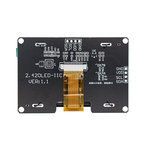 Hailege 2.42 Inch SSD1309 128 x 64 OLED Display Module 2.42 Inch 4-Pin OLED LCD Display Module (IIC White) IIC