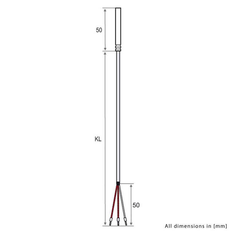 iOVEO 038HT01302 - PT100 cable sensor/temperature sensor with 3-wire Teflon connecting cable (PTFE) up to 250°C, IP67 waterproof, food-safe, 2 meters