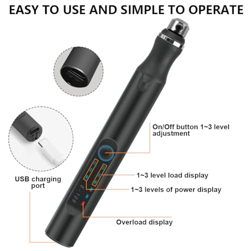 Ainiv Electric Engraving Tool Kit, USB Cordless Rechargeable Engraving Pen, Mini DIY Engraving Tool Kit, 30 Drill Rotary Carving Tools for Carving Glass Wood Metal Stone Plastic Jewelry, Black Black-electric Engraving Tool Kit
