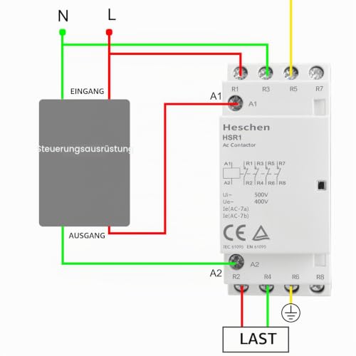 Heschen Household AC Contactor, HSR1-25, 4 Pin 4 Normally Closed, AC 220V/230V Coil Voltage, 35mm DIN Rail Bracket 230VAC 4NC 1