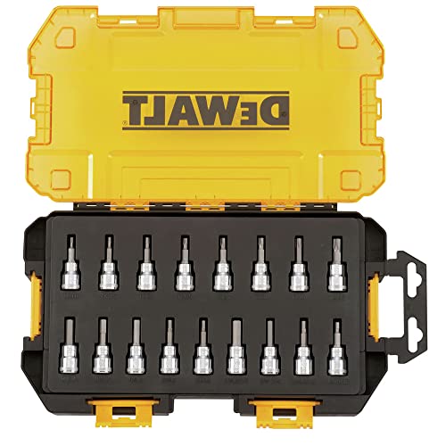 DEWALT Drive Bit Socket Set, 3/8" Drive, SAE/Metric, 17-Piece (DWMT73806) Socket set, 17pc