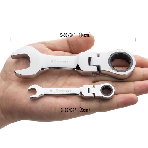 DURATECH Stubby Flex-head Ratcheting Wrench Set, Metric, 12-piece