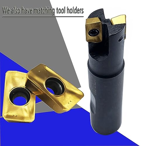GBJ 1/2 * 1/2 * 3”-1T + 21PC APMT1135PDER 90 ° Indexable End Mill Holder Carbide Inserts Machining Steel,Iron Square Shoulder Face milling Slotting Milling Arbor
