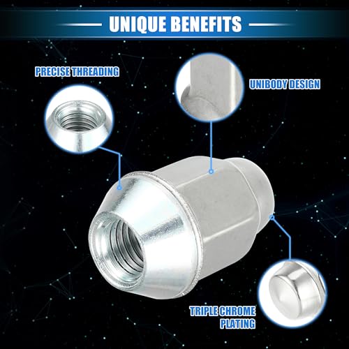 20 Pcs Wheel Lug Nuts Compatible for Chevrolet Malibu Impala for Buick Encore, Durable M12 x 1.5 Carbon Steel Silver Tone Tire Lugnuts 20