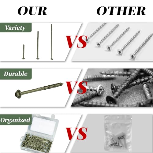 #14 x 8 Structural Lag Wood Screws, Heavy Duty Timber Screws, 50 PCS Green #14 x 8"