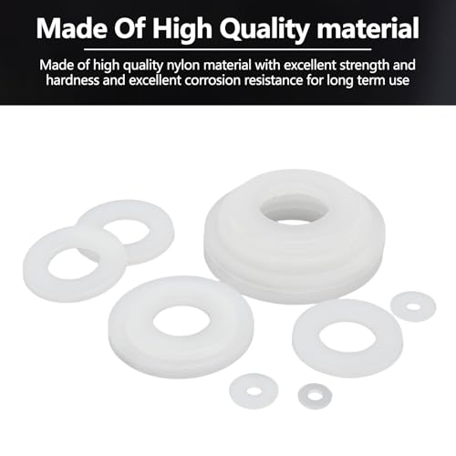 3989pcs White Flat Plastic Washers Spacers,36 Sizes White Nylon Flatwashers Assortment Kit,Countersunk Plastic Spacer Nylon Flat Washers Thickness Gasket Ring Hardware Tool Fastener for Screws M2-M24 3989pcs-WHITE