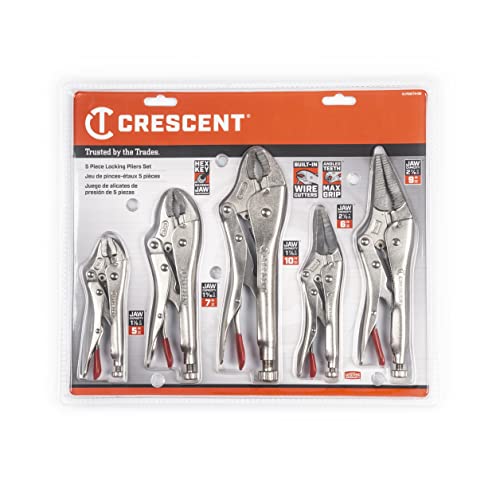 Crescent 5 Piece Curved & Long Nose Locking Plier Set | CLP5SETN-08 New