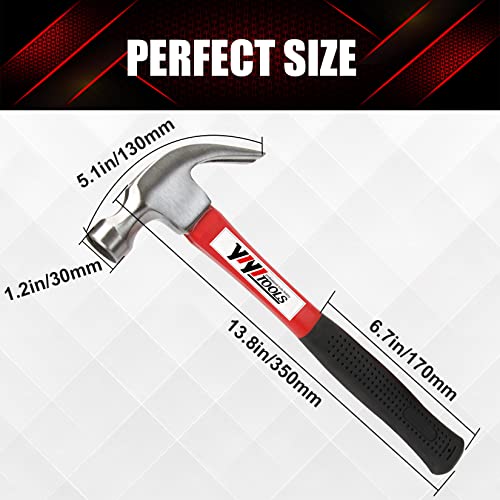 WORKPRO 16-inch Close Top Wide Mouth Tool Storage Bag with Water Proof Rubber Base, W081022A, 16" & YIYITOOLS Claw Hammer With fiberglass Handle – 16-oz, Red and Black (YY-1-003)