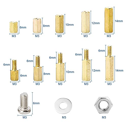 NINDEJIN 720pcs Laptop Computer Repair Screws Kit + 910pcs Motherboard Standoffs Spacer Kit, M1.4/1.7/2/2.5/3 Flat Head Screws + M3 Male Female Hex Brass Spacer Standoff Screw Nut Assorted Kit