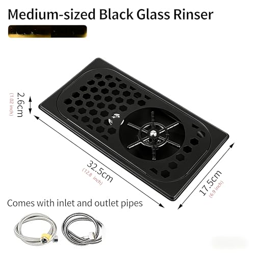 Commercial Black 304 Stainless Steel Cup Washer, High Pressure Under Sink Cup Cleaner with 360° Rotating Nozzle for Bar, Cafe, Restaurant, Home Kitchen, Easy Installation