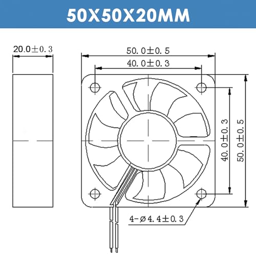 WINSINN DC 50mm Fan 24V 5020 Dual Ball Bearing Brushless Cooling 50x20mm 2PIN (Pack of 4Pcs)
