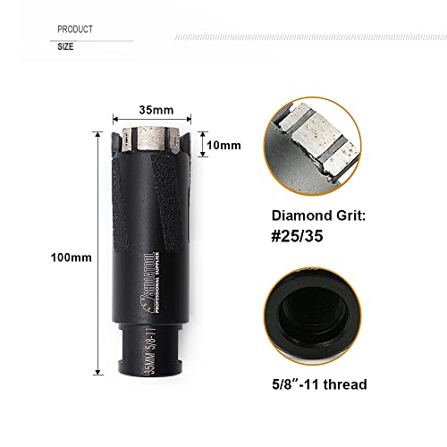 SHDIATOOL 1-3/8 Inch Granite Hole Saw Plus SDS Adapter for Marble Hard Stone Bricks