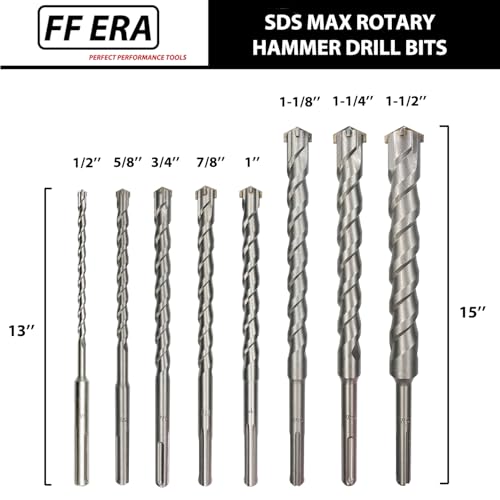 1-1/4 Inch x 15 Inch SDS MAX Rotary Hammer Drill Bit – U-Flute - Masonry Drill Bits with Carbide Tipped for Brick, Stone, Concrete – SDS MAX Divers ONLY (1-1/4''x15'') 1-1/4''x15''