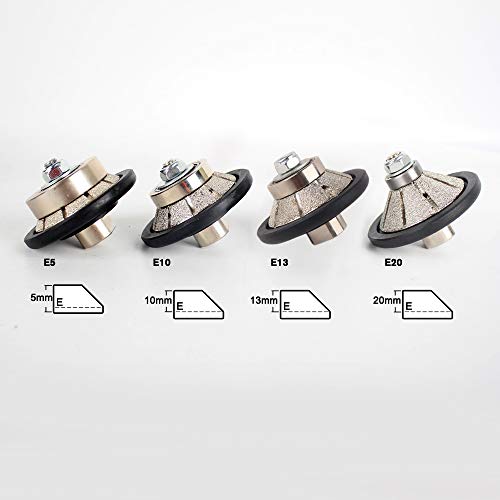 Raizi 3/8 inch Demi Bullnose Half Bullnose Diamond Hand Profile Wheel Router Bits 45 Degree Bevel Edge for Granite Concrete Marble Countertop Edge (E10) E10 (3/8")