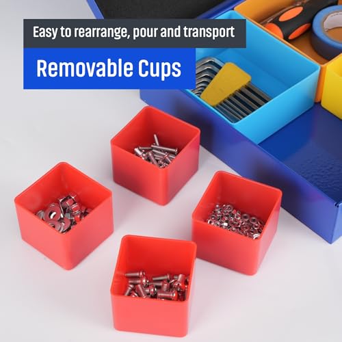 Metal Organizer Box with 10 Removable Compartments, Blue 13" x 9" x 2" | 10 Cups