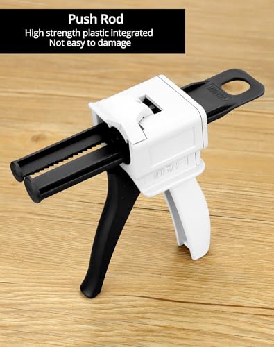 QWORK 50ml Dispensing Gun Kit, Impression Mixing Dispensing Gun, 1: 1/1: 2 AB Ratio, Static Mixer Mixing Nozzle, 4 Pack