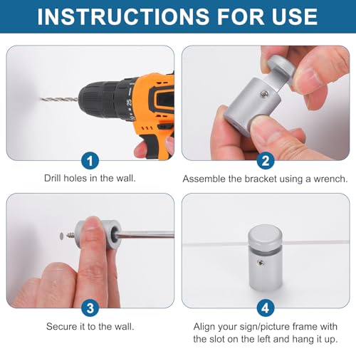 MECCANIXITY 8pcs Side Clamp Standoffs, 3/4" x 1" White Aluminum Standoff Screws Wall Sign Mounting Hardware Edge Grips for Acrylic Signs, Hanging Picture Frame, Advertising 3/4" x 1"