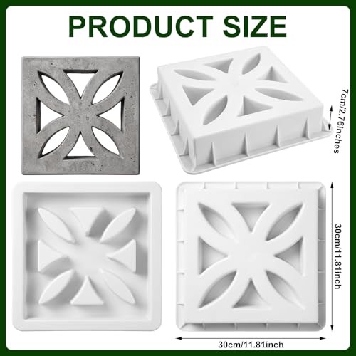 Colingmill 2 Pack Concrete Breeze Brick Molds 11.81'' Windmill Cement Hollow Brick Mold DIY Casting Reusable Cement Block Molding Wall Decorative Block Mould for Furniture Landscape