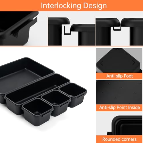 90 Pack Tool Box Organizer with Tray Dividers & Drawer Organizers for Rolling Tool Chest, Work Bench Cabinet Bins - Black & Grey