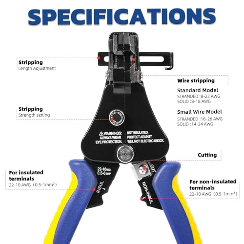 haisstronica 3 in 1 Automatic Wire Stripper Set, AWG 8-26, 7-Inch 8-26 AWG